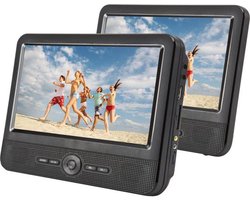 ICON - Draagbare dvd-speler auto - 9 inch - 2 schermen - USB - incl. Montagebeugels - Mini hoofdtelefoons - Reistas