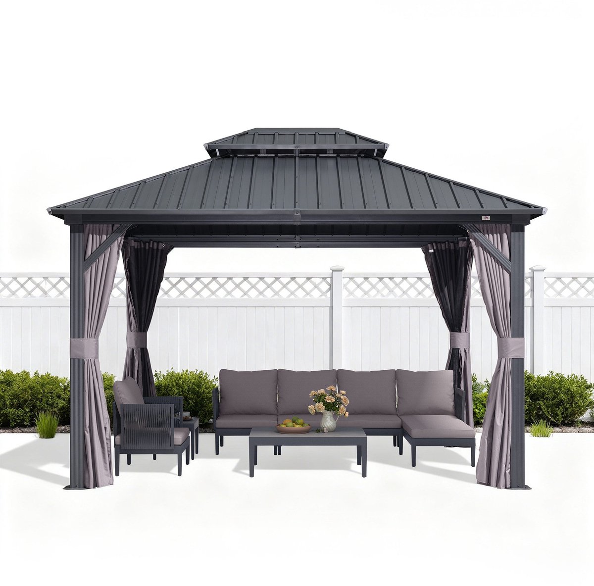 Purple Leaf Hardtop pavillon 3,65 x 3 m - gris