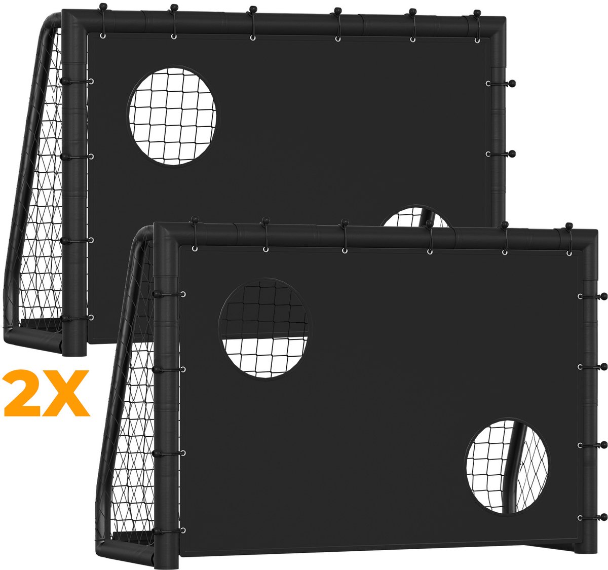 2-delig kindervoetbaldoel 180 x 120 x 60 cm gegalvaniseerd stalen frame met net voor in de tuin
