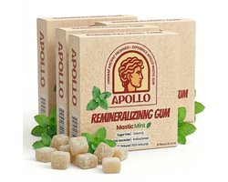Apollo Kauwgom - 100% Natuurlijk - Plasticvrij - Whitening Effect - Sterk Glazuur - Frisse Adem - Mastic Mint - met Xylitol - 72 stuks 4-Pack