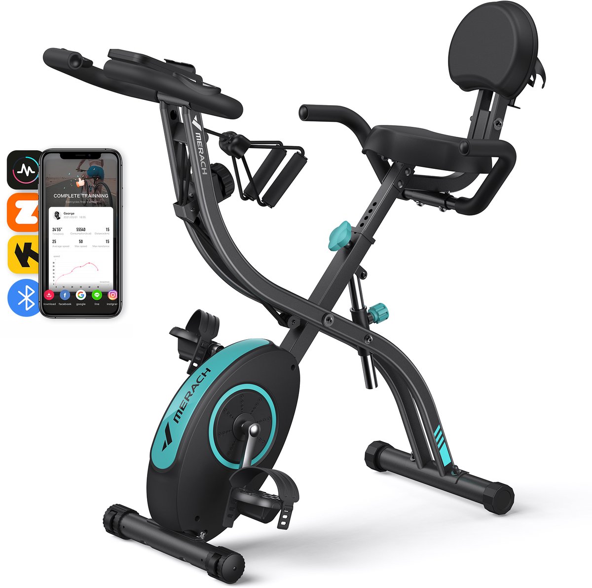 MERACH 4-in-1 Opvouwbare Hometrainer - Magnetische Fiets met - MERACH - €159,99