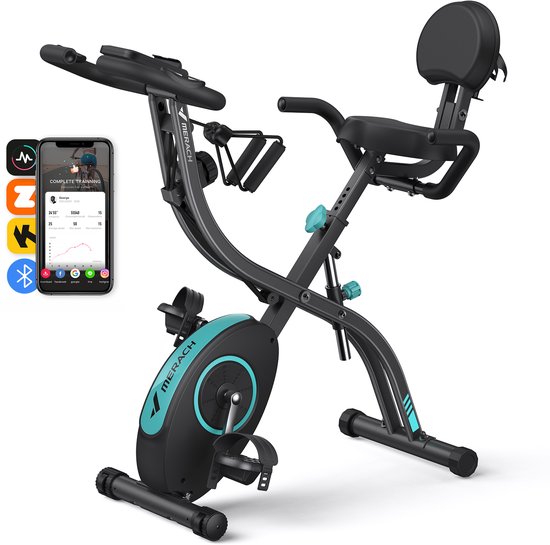 MERACH 4-in-1 Opvouwbare Hometrainer - Magnetische Fiets met LCD-monitor - Handmatige Polsmeting - Weinig Ruimte Innemend - Voor Thuis