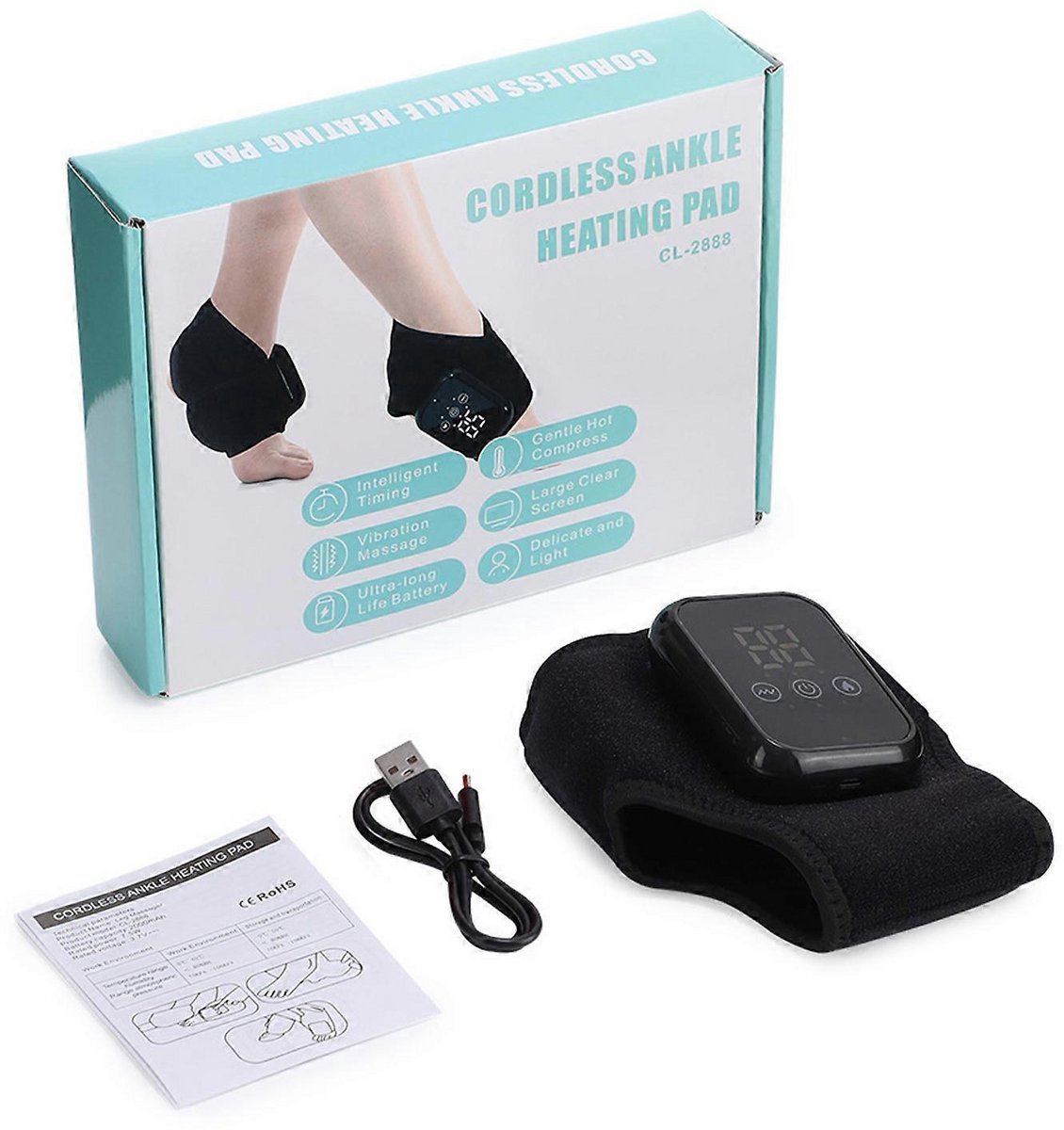 Draagbare Oplaadbare Enkelverwarming & Massager – Enkelbrace met Warmte & Trilmodes – 1 Stuk