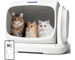 UBPET C42 Automatishe kattebak / Extra grote inhoud van 106 liter（XXXL）,Automatische Kattenbak met App, geurcontrole, gepatenteerd anti-knelontwerp / Slimme bediening ,Geschikt voor huishoudens met meerdere katten