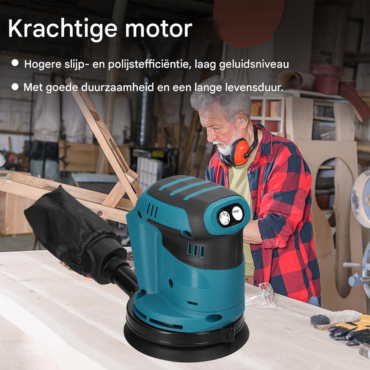 Accu Excentrische Schuurmachine 125 mm – Borstelloze Motor – 6 Snelheden – Met Stofzak – Hout Schuren & Auto Polijsten – foto 8