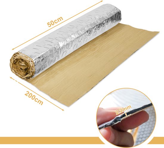 Radiatorfolie - Geluidsisolatiemat voor auto - voor deur, vloer, kofferdeksel, geluidsisolerend schuim 50x200cm van Merkloos — afbeelding 4