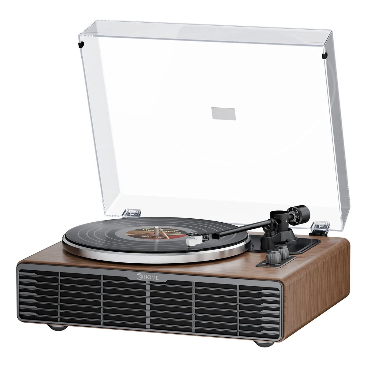 DIMICO - Bluetooth platenspeler met speakers - Vinyl player LP platen - Draaitafel - AUX-in - RCA-line out - Retro houtlook - Stofkap -