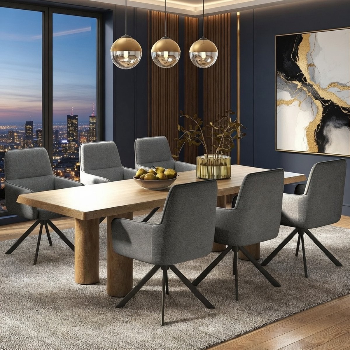 Eetkamerstoelen Set van 2 - Novihome Draaibare Chenille Stoelen met Armleuning, 360° Draaibaar, Comfortabele Keukenstoelen met Stabiele Metalen Poten, Moderne Gestoffeerde Stoelen voor Eetkamer, Keuken, Bureau of Make-up