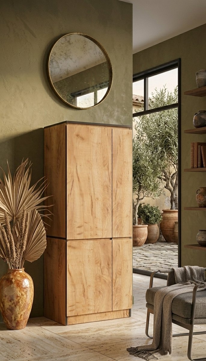 Moderne 4-Deurs Kledingkast Craft Eiken – Ruime Opbergkast met Planken en Kledinghanger – Stijlvol en Duurzaam – Novihome