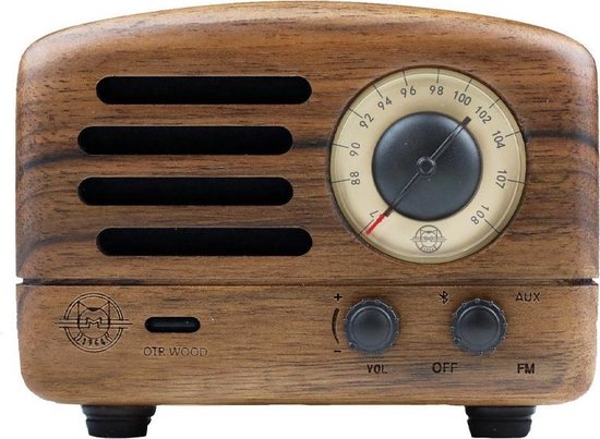 Manieren Azijn Andes Muzen Retro Bluetooth Speaker Radio Walnut Wood | bol.com