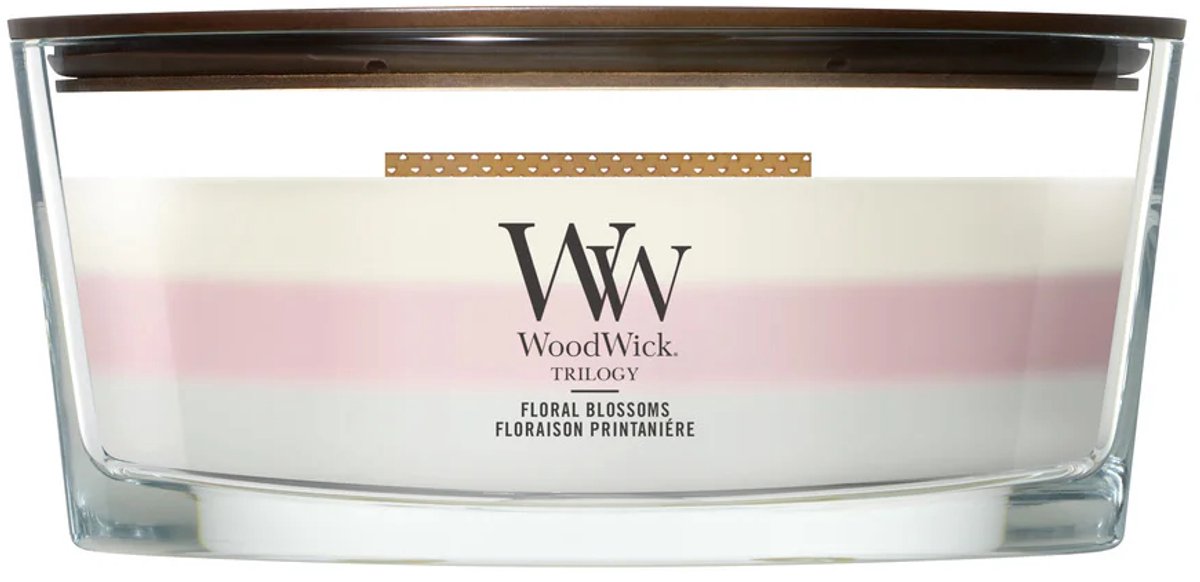 WoodWick Hearthwick - Trilogy Floral Blossoms - Ellipse Geurkaars - 50 branduren Meerkleurig