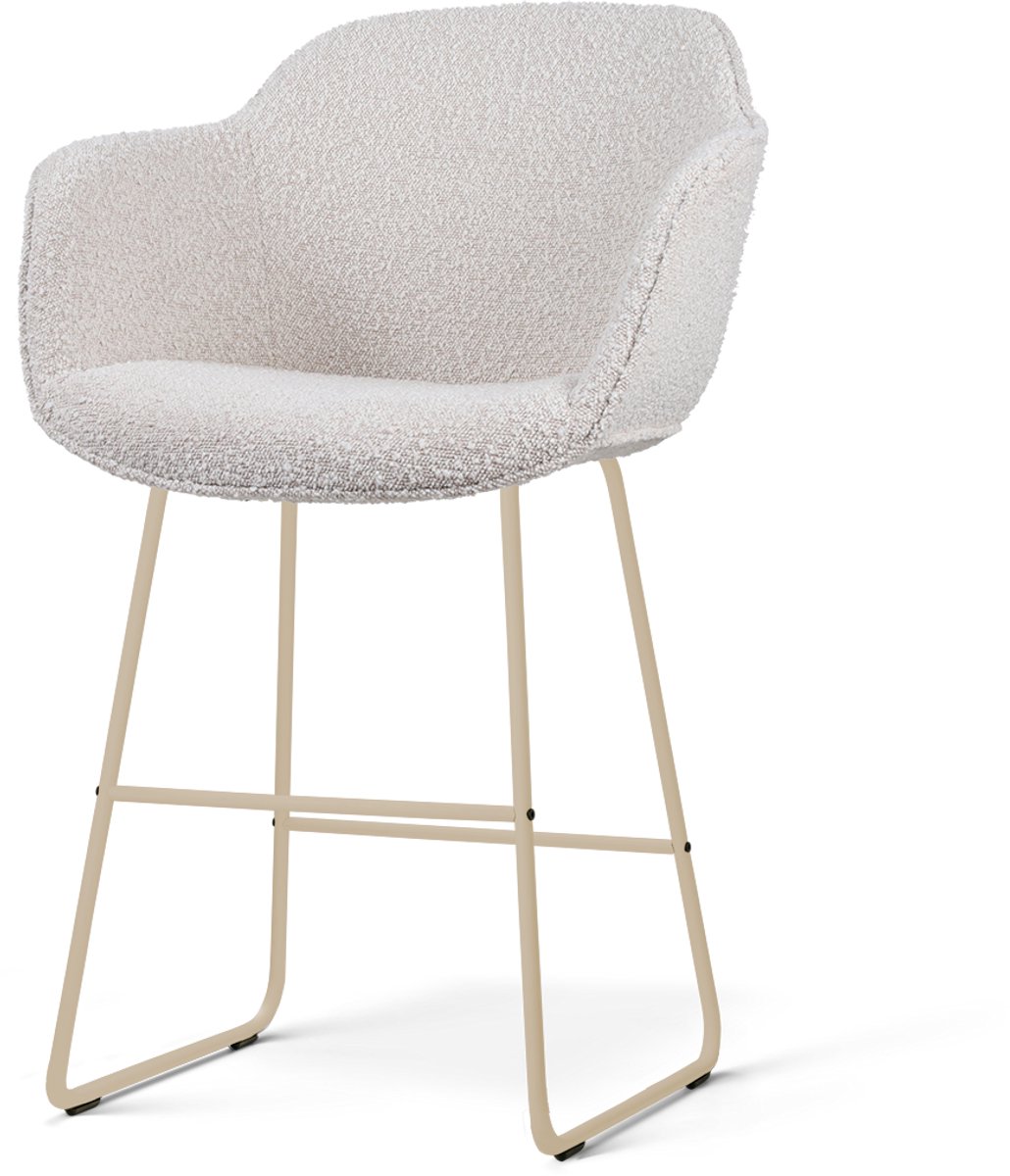 Nolon Nino-Mare Barkruk Bouclé Beige - Beige Onderstel - 65 Cm - Japandi - Armleuning - Stoffen - Crème