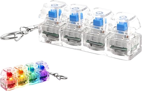 Fidget Keyboard Keychain - Porte-clés - Keyboard Fidget Toy - Stress Relief - Clavier fidget avec LED Lumière - Mini Mécanique Porte-clés - Linéaire Clic - Avec éclairage
