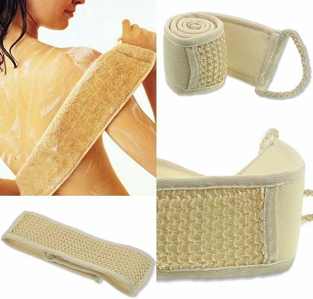 Natuurlijke Loofah Rugborstel met Lang Handvat voor Grondige Lichaamsexfoliatie