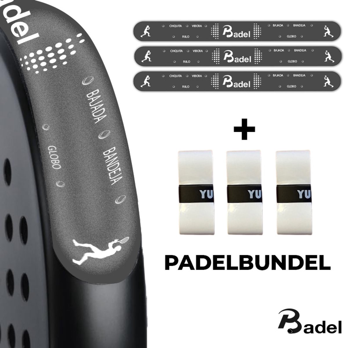 Badel® Padel Protector Bundel – 3 Stuks – Lichtgewicht Frame Bescherming – Geen Invloed op Balans