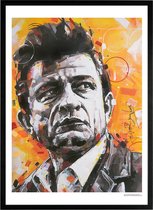 Johnny Cash schilderij (reproductie) 51x71cm.