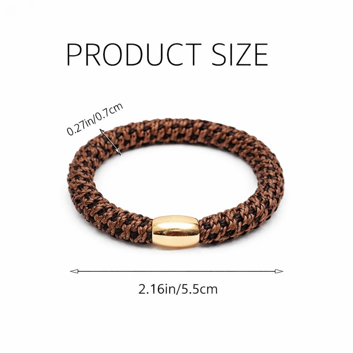 15 x Knekkie Haarelastiekjes met Kraaltje – Gevlochten Elastiek & Armband – Bruine Stijl — cadeau in Mode & Accessoires - foto 5