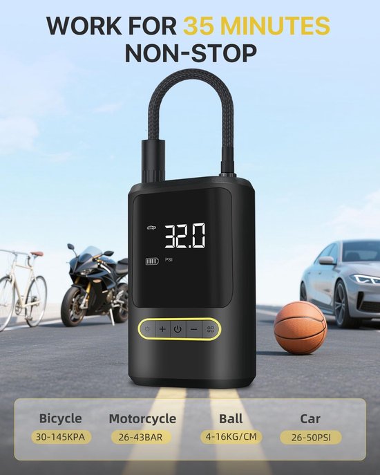 Elektrische Fietspomp - digitale display - voor racefiets-80w-USB — afbeelding 5