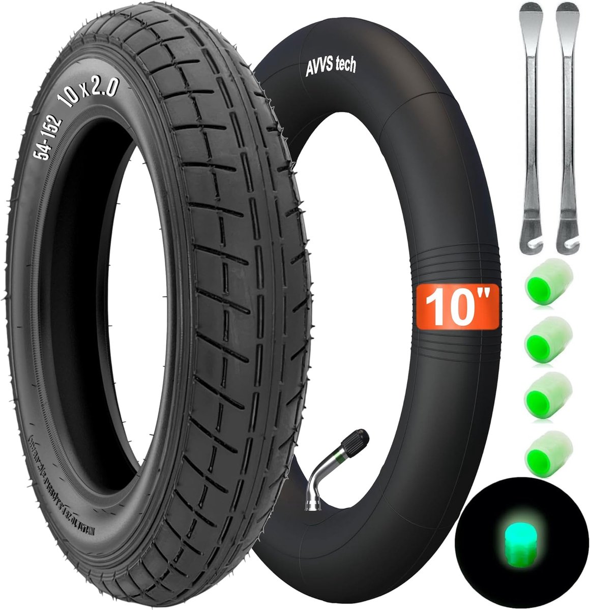 Banden en Binnenband - Reservewiel - Kinderfiets - Butyl Rubber - 10x2.0 (54-152) - Zwart