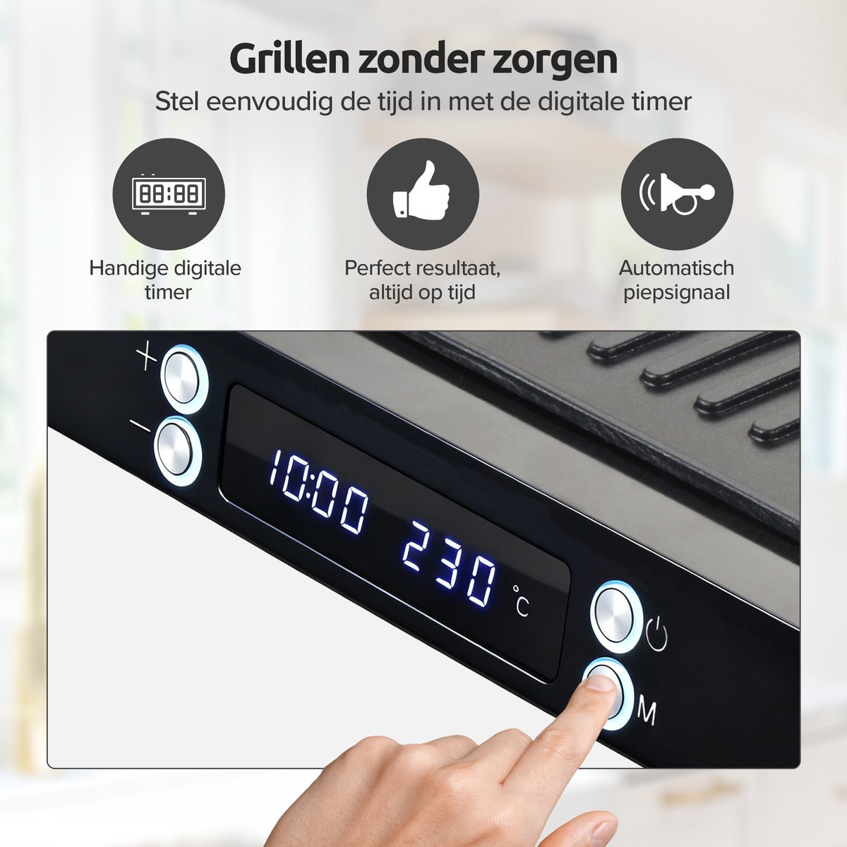 Olvy Tosti Apparaat XL - Panini - Timerfunctie - Temperatuurregeling - Voor 4 Tosti's - Croque Monsieur Toestel - PFAS Vrij - Grill Ijzer - Contactgrill - Apparaten - Uitklapbaar — cadeau in Kookcadeaus - foto 2