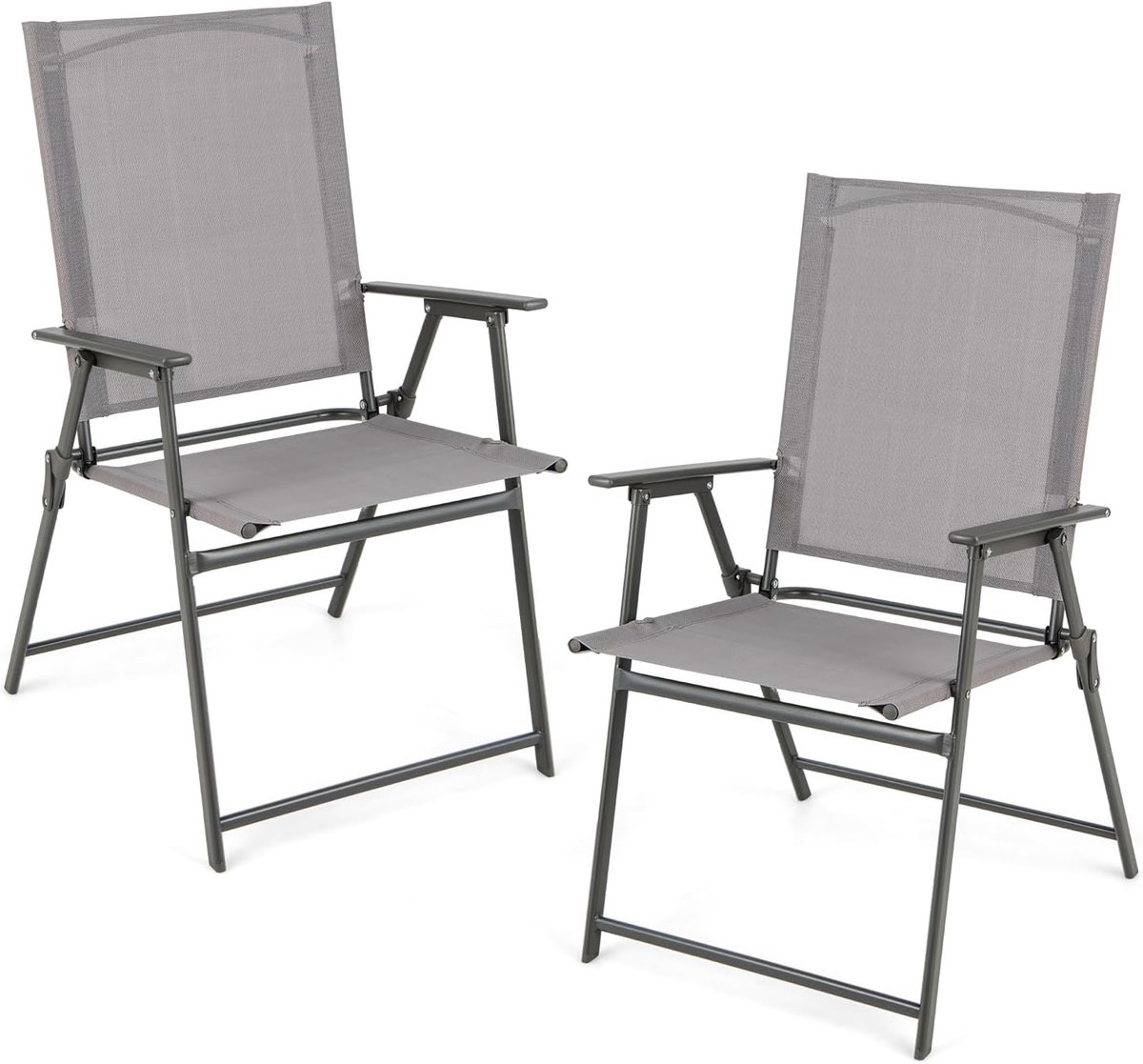 KOMFOTTEU Set van 2 tuinstoelen, klapstoelen, draagbaar, met armleuningen, balkonstoelen met ergonomische rugleuning, campingstoelen, tot 150 kg, outdoor stoelen, weerbestendig, voor tuin, balkon
