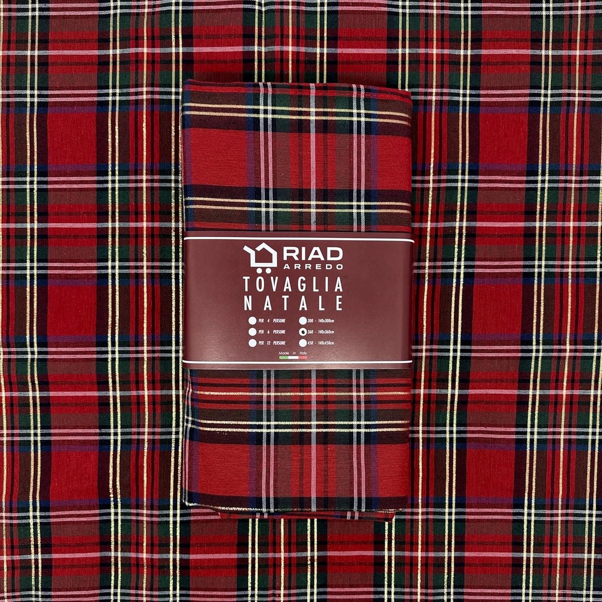Rechthoekig Kersttafelkleed Rood Tartan Ruitpatroon Lurex Luxe Afwerking