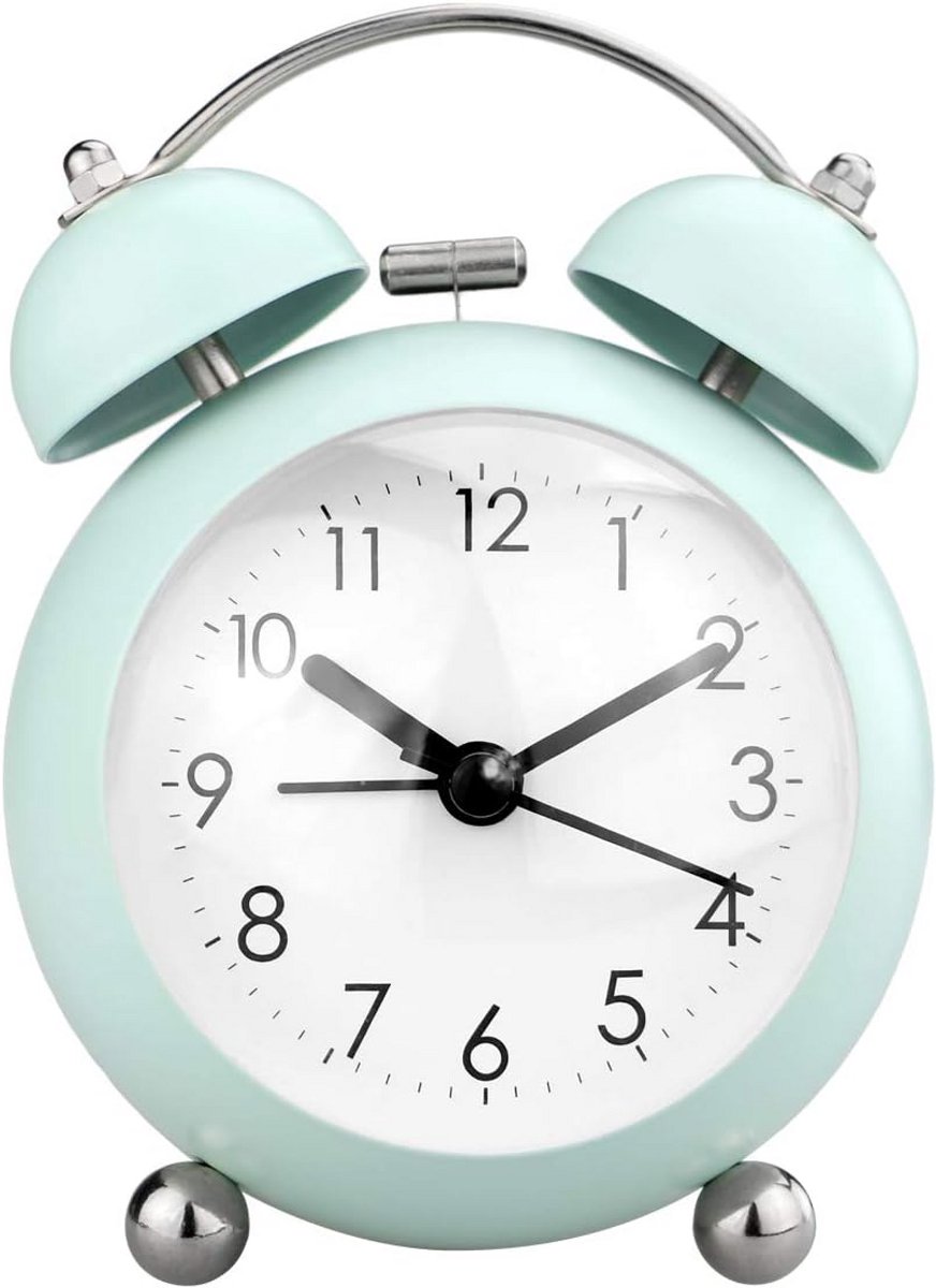 Mini Twin Bell Wekker met Snooze en Nachtlampje - Stil en Luid Alarm