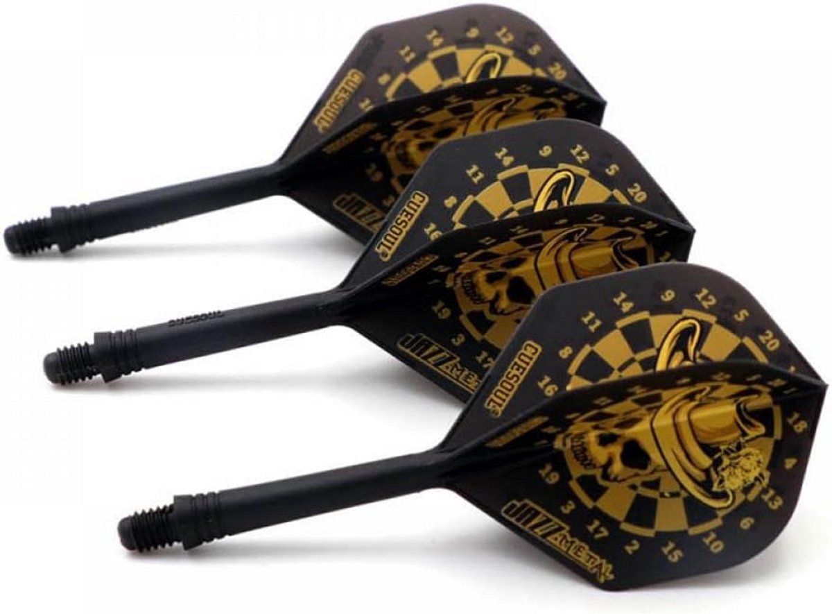 Dartflights Standaard Maat M Integrale Set Zwart Geel Dartbord Design