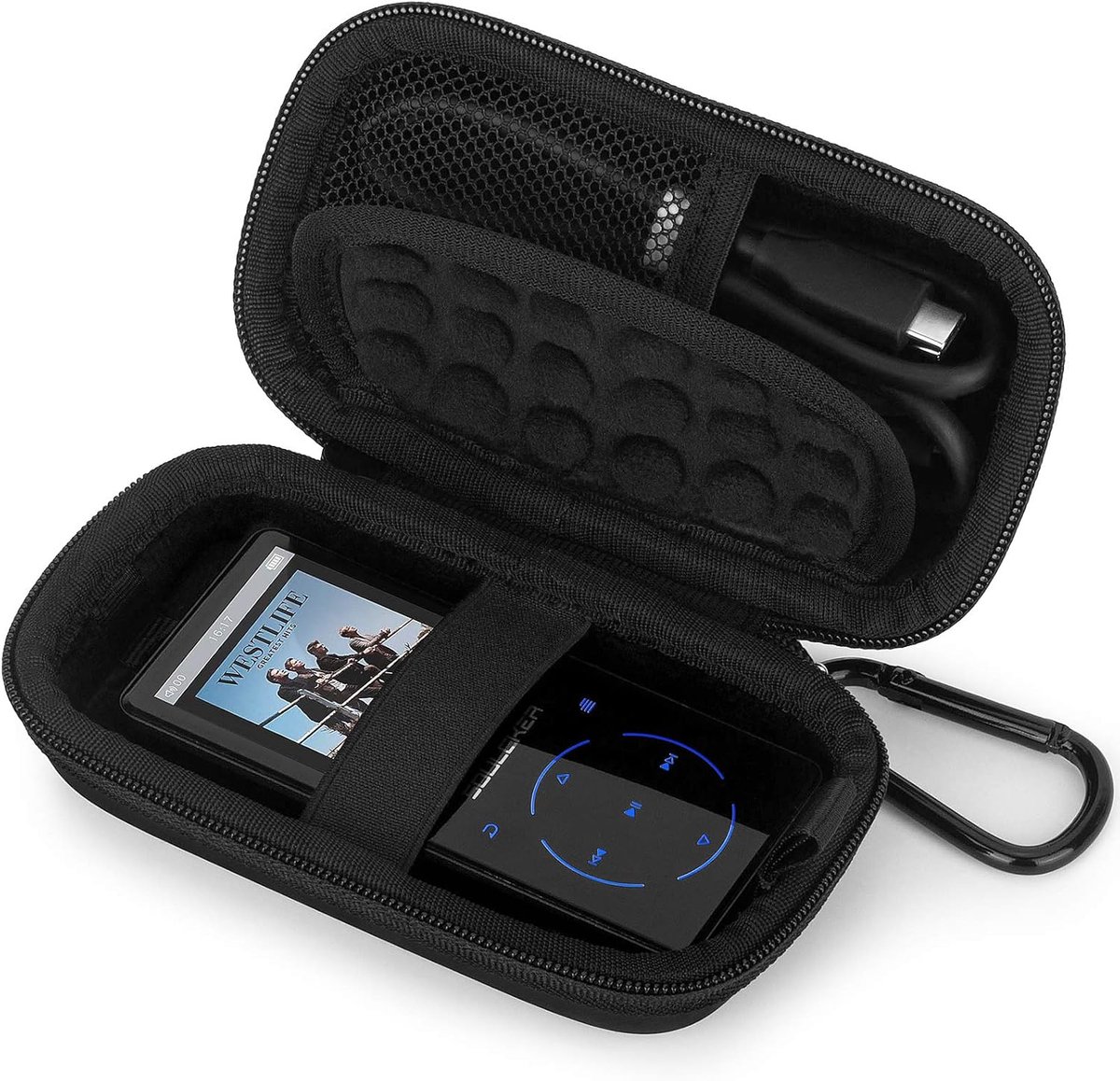 Hardschalige Opberghoes voor MP3 MP4 Speler - Inclusief Accessoires - Schokbestendig