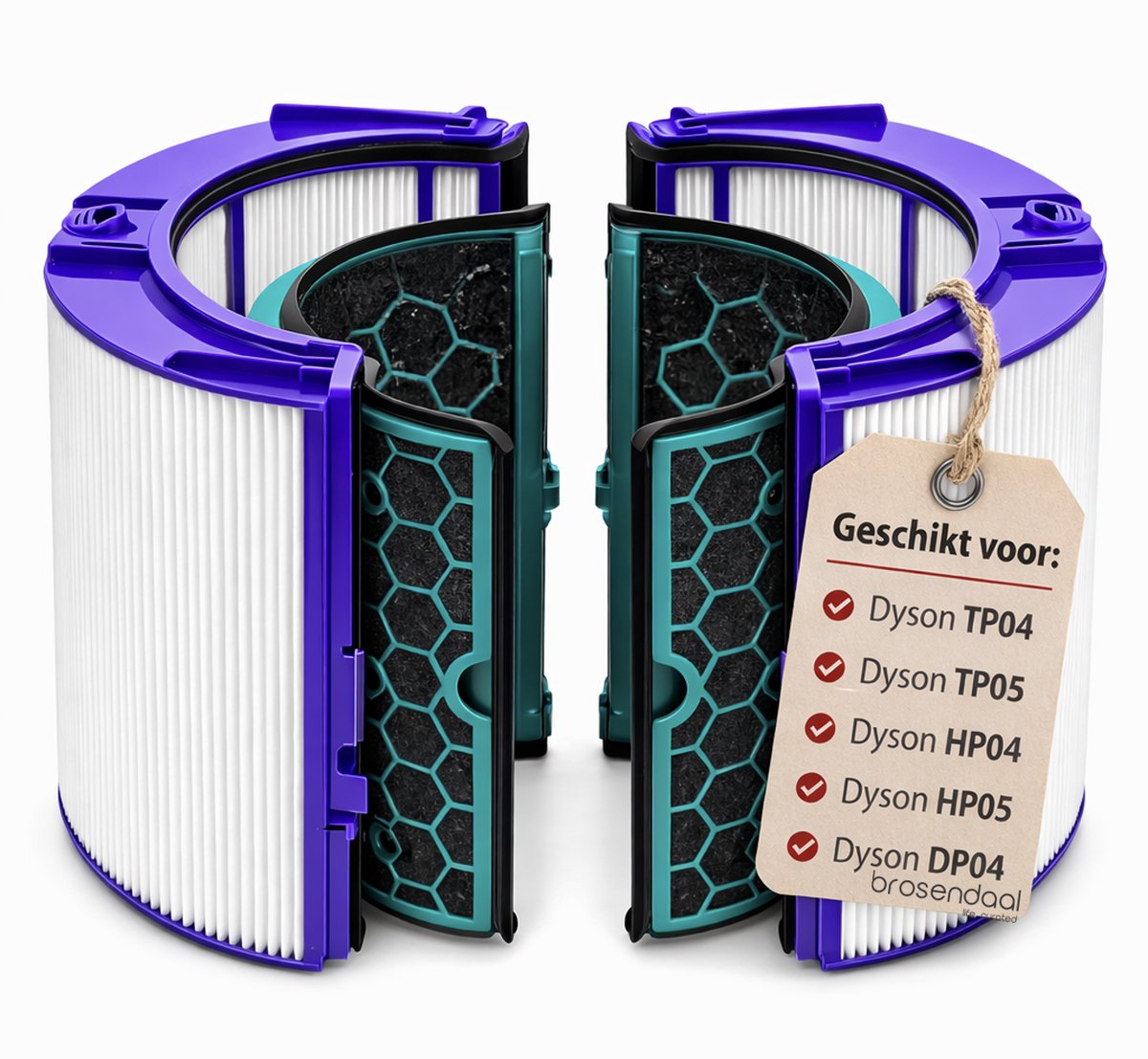 Brosendaal Filter geschikt voor Dyson HP04 / TP04 – voor Dyson Pure Hot+Cool HP04, HP05 en Pure Cool TP04, TP05 + DP04 – HEPA + Koolstoffilter