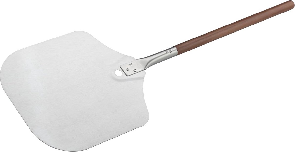 Grote Pizzaschep RVS met Walnoothouten Handvat voor Pizza Oven en Grill