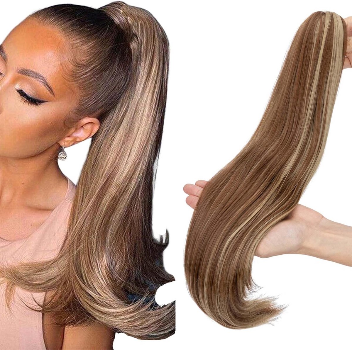 Krullende Clip-In Paardenstaart Haarverlenging - 55 cm Synthetisch Golvend Haarstukje