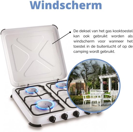 Draagbare Gas Kookplaat met 4 Pitten en Deksel - RVS Camping Fornuis — afbeelding 2