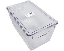 Ziva Refrigerator Organizer Bin C2 met Deksel - Koelkast Opbergbak - 257x155x135mm Afmetingen - Voedsel Opbergbox met Deksel - Keuken Organisatie Accessoire - Transparante Gestructureerde Opslagoplossing voor Efficiënte Koelkastorganisatie