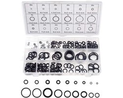 O-Ringen Set – 225 Stuks – 18 Verschillende Formaten – Zwart Rubber – Waterdicht & Slijtvast – universeel – Geschikt voor Auto, Loodgieterij, Fietsen & Hydraulische Systemen – In Handige Opbergdoos