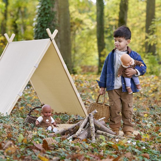 Corolle poppenjasje velours Kleine Ontdekker 36cm bruin fleece natuurprint. — afbeelding 4