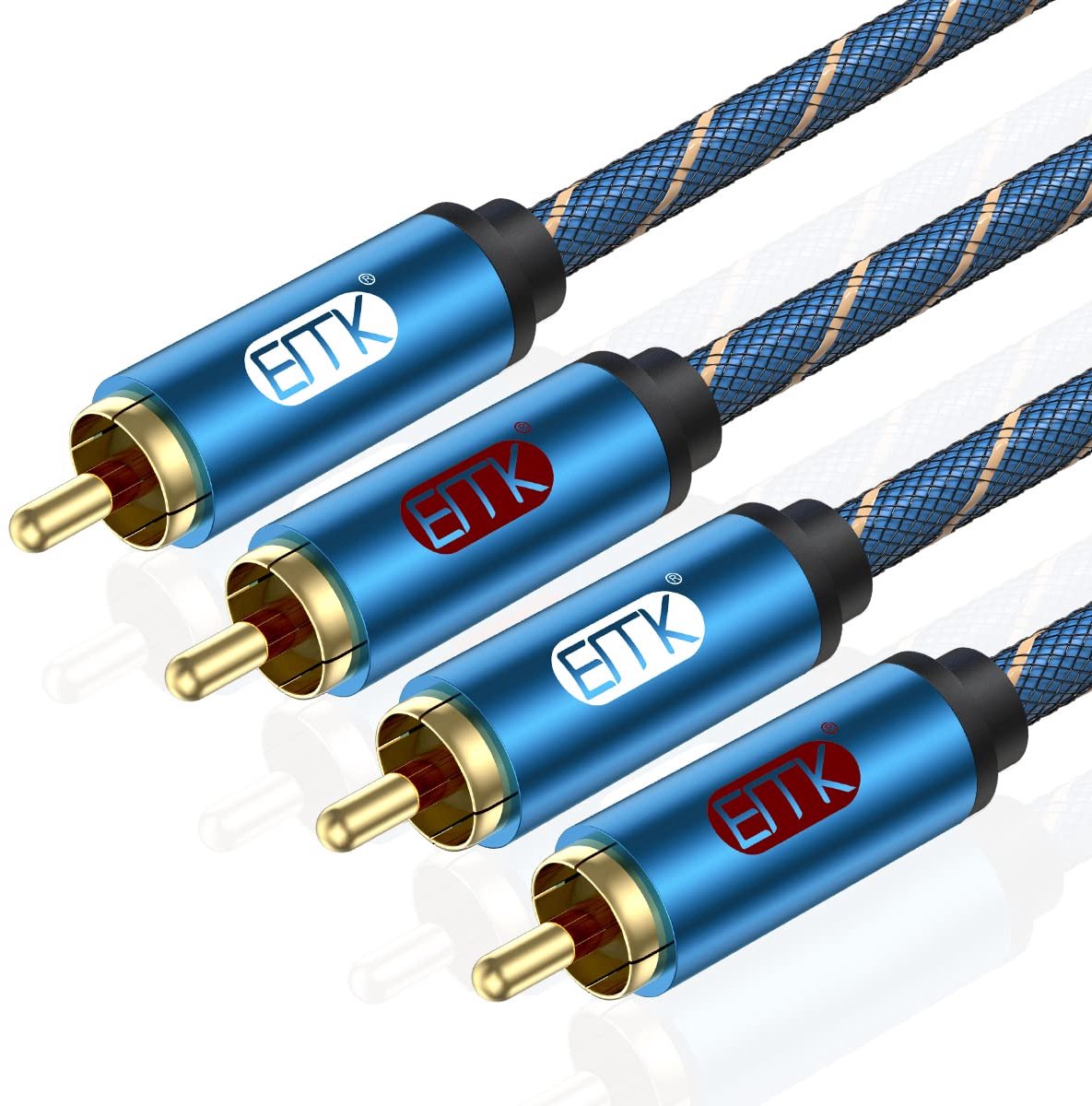 Stereo RCA Kabel 2RCA Mannelijk naar 2RCA Mannelijk - 5 Meter - Nylon Gevlochten Audio Kabel