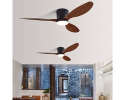 Plafondventilator - LED Plafondventilator - Ø 106 cm - 4320 LM - 3000K/6500K - Dimbaar - 3 snelheidsinstellingen - Timer - Zomer - Zeer stil - Zwarte perzikhoutkleur
