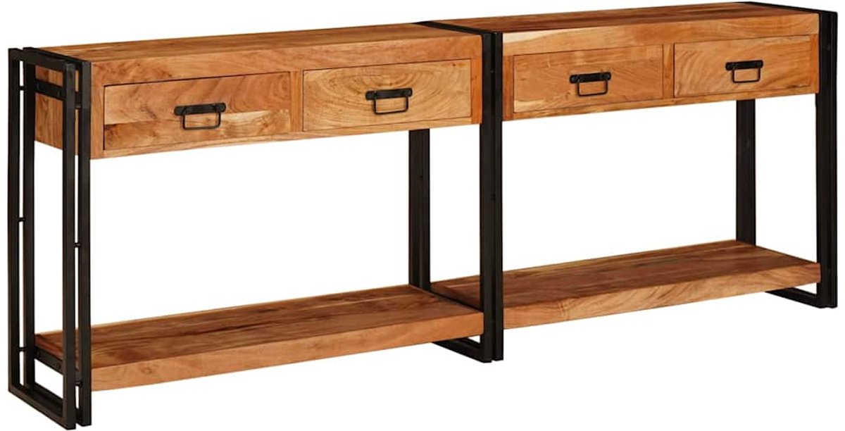 vidaXL Wandtafels - 2 - st - Bruin - 200 - x - 33 - x - 75 - cm - Massief - Acacia - Hout