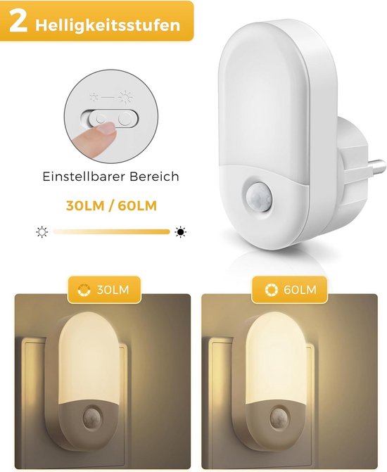 ZRNS® Nachtlampje Stopcontact - Stopcontactlampje - Bedlamp Slaapkamer - Instelbare Helderheid - Met Bewegingssensor van Zrns — afbeelding 4