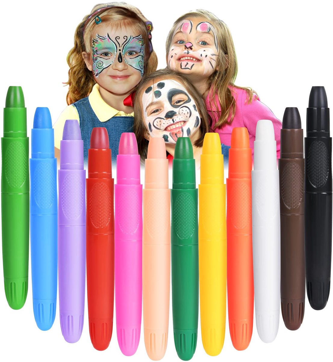 Schminkstiften Set - 12 Kleuren Waschbaar Kinderschminke - Veilig en Ungiftig