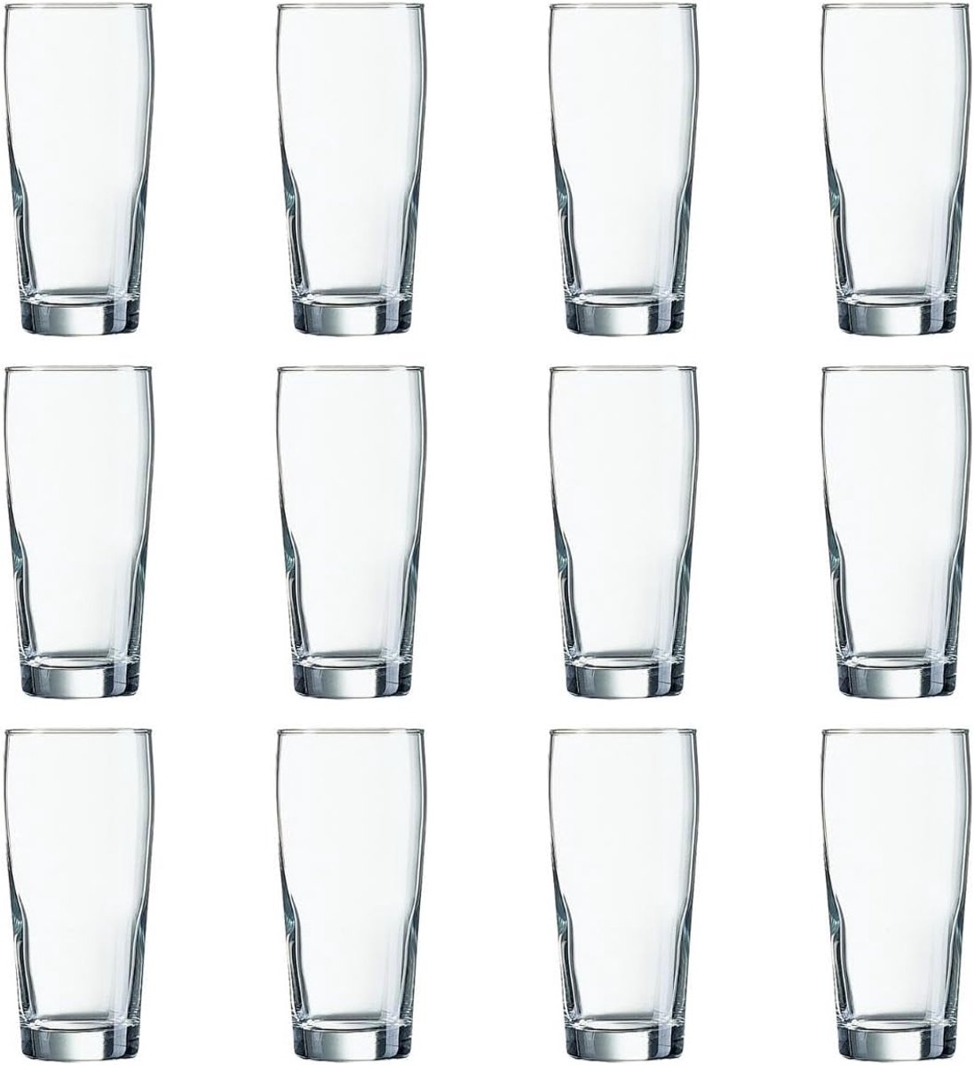 Set van 12 Stevige Bierglazen - Klassiek Model - 33 cl Inhoud