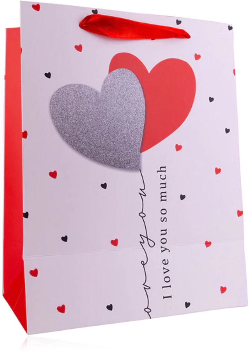 Cadeautas L A4 liefde LOVE - Grote luxe Geschenktas met hart - Cadeauzak - Geschenkzak - 26cmx10cmx32cm