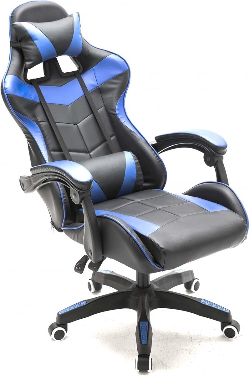 Ergonomische Gaming Stoel Jongen Meisje Blauw Zwart - Verstelbare Race Bureaustoel