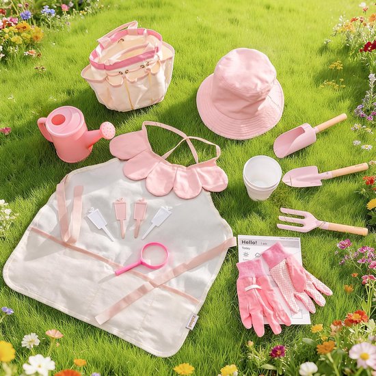 17-Delige Tuingereedschapset voor Kinderen met Roze Accessoires en Draagtas van Merkloos	 — afbeelding 5