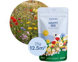 Joyfields Happy Bee - Inheems bijen- en hommelmengsel - 25 gram (12,5 m²) - Meerjarige wilde bloemen - Rijk aan nectar en stuifmeel - Voor tuinen en balkons