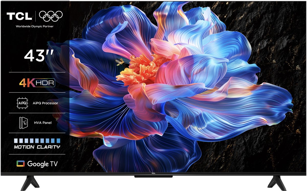 TCL 43V6C 43" 4K Ultra HD Smart TV met Google TV - TCL - €279,00