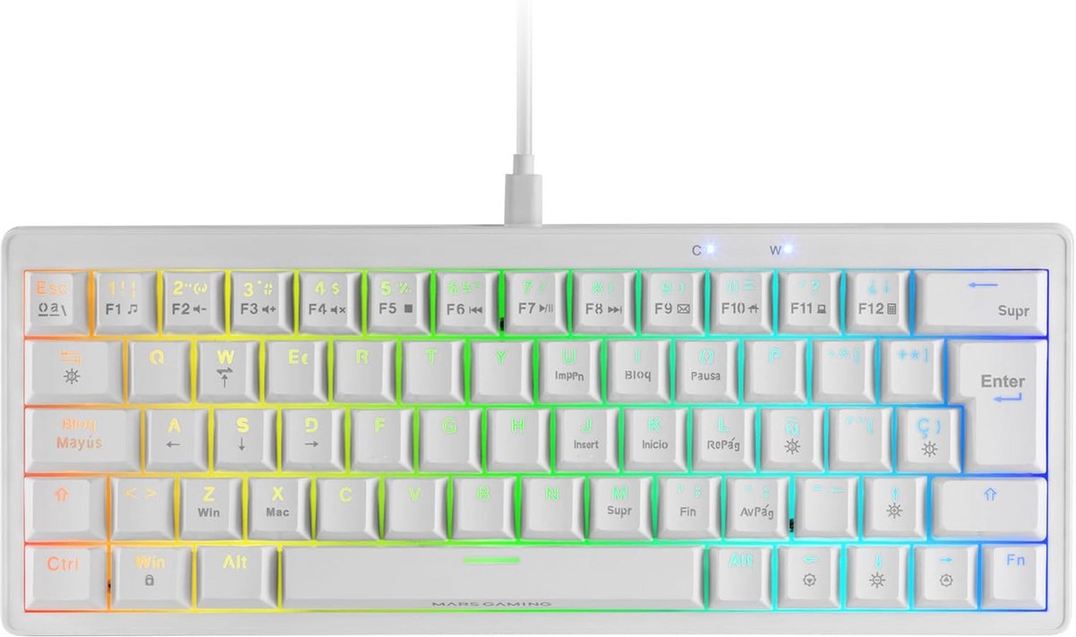 Ultra-Compact 60% Mechanisch Gaming Toetsenbord Hot-Swap RGB Wit