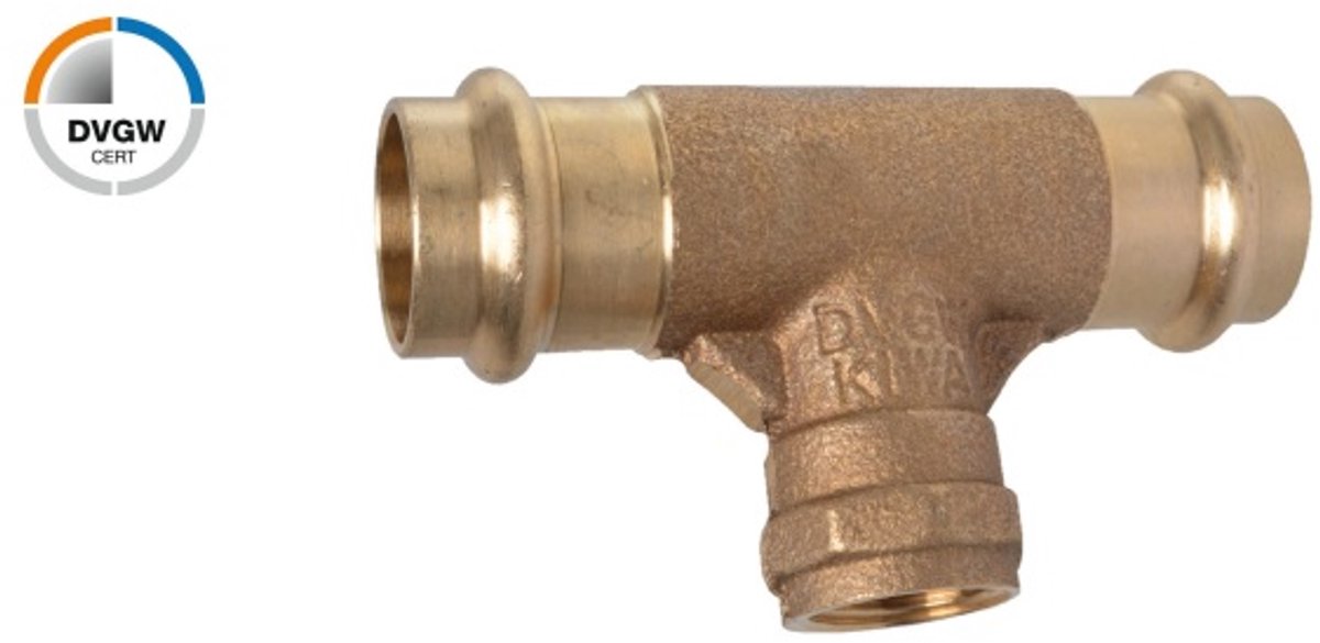 KIRCHHOFF BR T-Stuk - Blanco - 22 mm x 1/2"BI x 22 mm - 2 Moffen - (P4130g)
