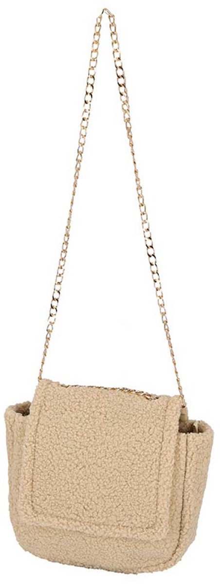 Sarlini - Schoudertas - Crossbody tas dames - Teddy tas - 20 x 24 cm - Beige